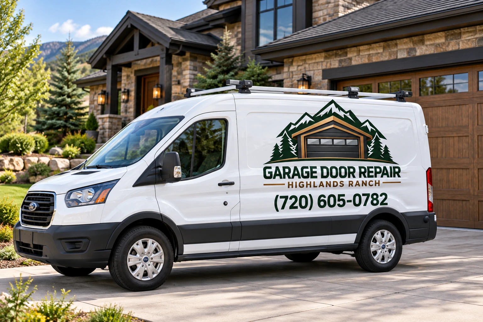 Garage Door Repair Highlands Ranch Branded Service Van At A Residential Property