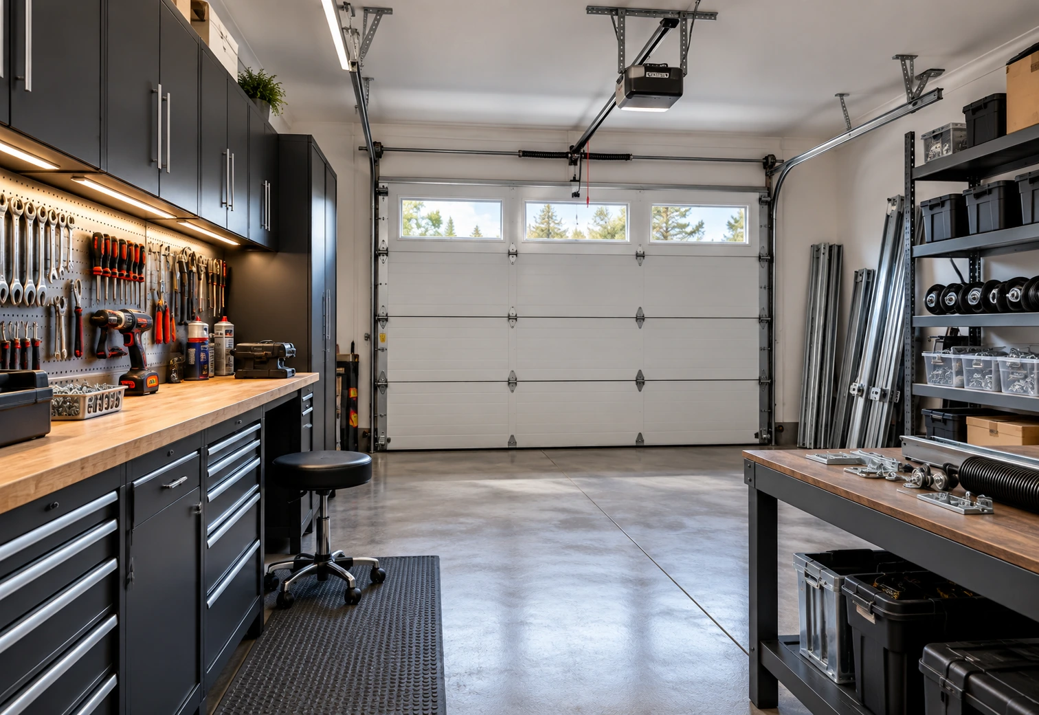 Professional Garage Door Workshop And Service Environment