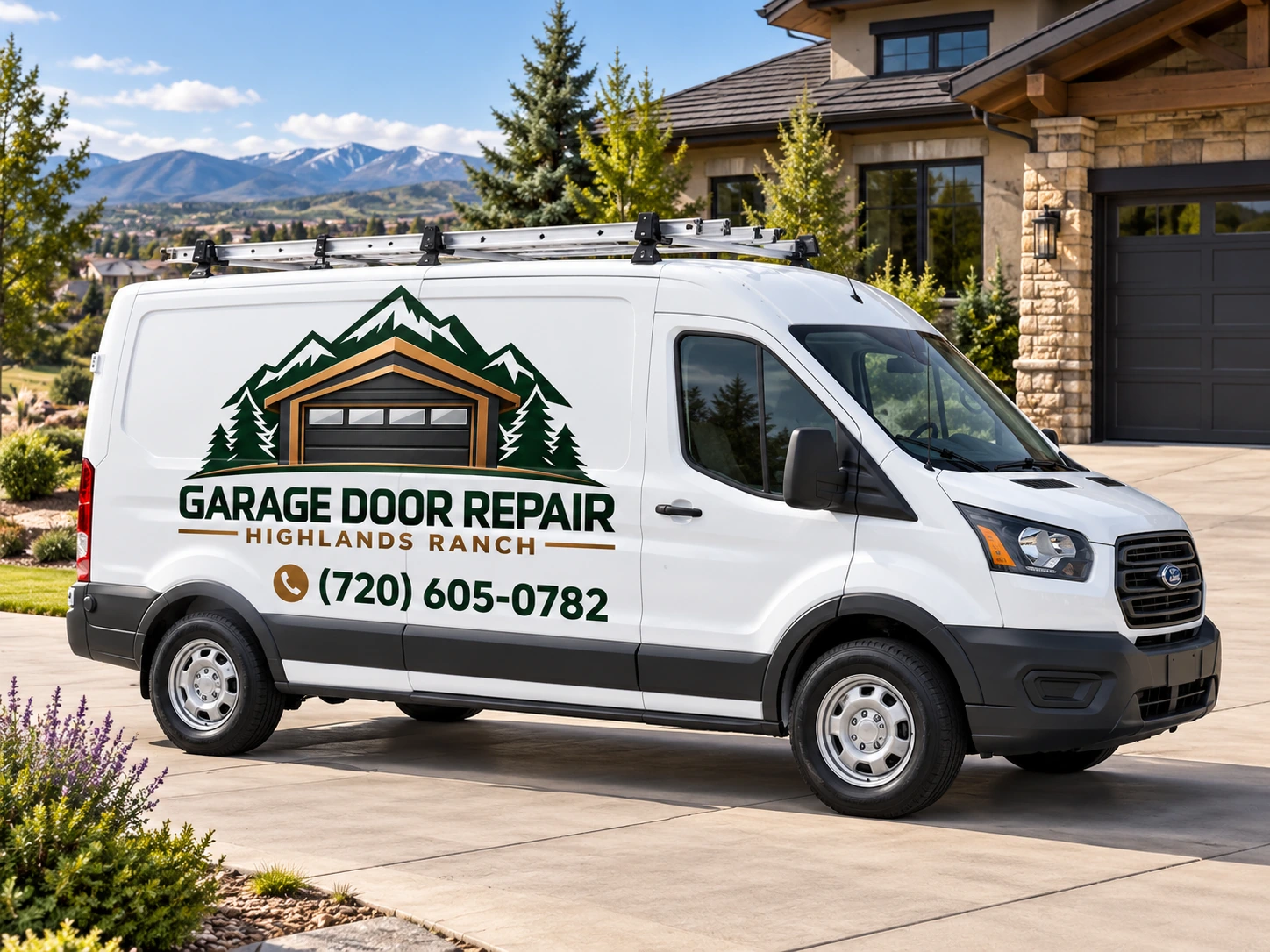 Garage Door Repair Highlands Ranch Branded Service Van At A Home